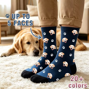 Personalized Pet Photo Socks, Custom Pets Faces Socks, Cat Dog Dad Mom Gifts