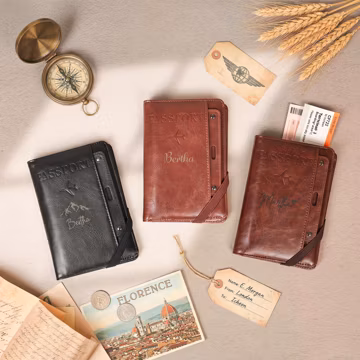 Custom Leather Passport Holder, Personalized Passport Covers, Tour Group Gift, Passport Wallet, Travel Accessories, Couples Gift