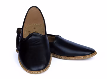 Men's Black Comfort Flat Classic Leather Loafer. Anatolian Turkish Yemeni Shoes