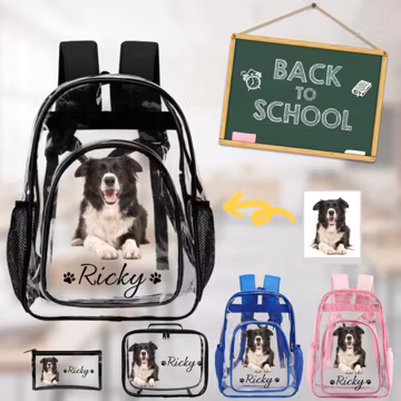 Personalized Clear Backpack Set, Custom Photo Transparent PVC Schoolbag, Back to School Gift, Birthday Gift
