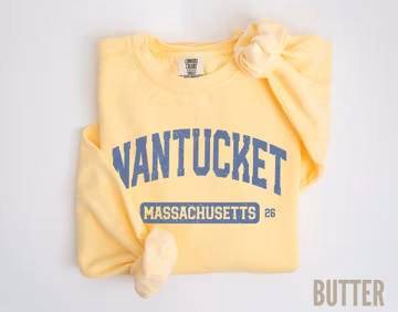 Comfort Colors Nantucket Sweatshirt: Minimalist Massachusetts Crewneck Sweater