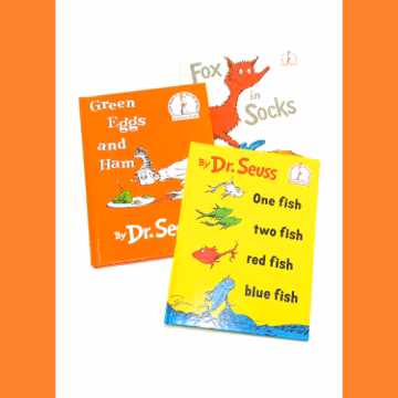 Dr Seuss - Green Eggs and Ham 1988 - One Fish 1988 - Fox in Socks 1993 - Near Mint Condition - Vintage Hardcover Kids Books lot of 3
