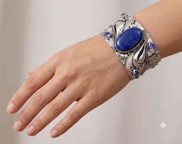 Lapis Lazuli & Tanzanite Adjustable Cuff Bracelet Solid 925 Sterling Silver Natural Lapis Tanzanite Gemstone Handmade Open Cuff GiftforWomen