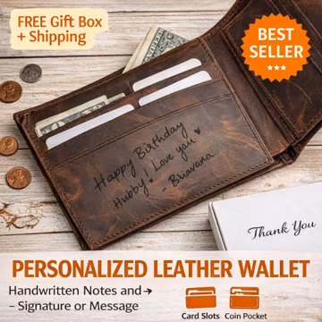 Personalized Wallet, Handwriting Wallet, Gift For Him, Photo Wallet, Custom Wallet, Personalized Wallet Gifts, Gift For Him, Engraved Wallet