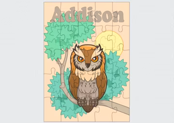 Owl puzzle-Personalized puzzle for kids-Custom bird jigsaw puzzle children-Learning puzzle girls-Personalized name puzzle-Kids birthday gift