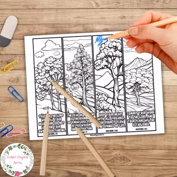 Proverbs Bible Verses Coloring Bookmarks Bible Class Activity Nature Trees Wisdom Scripture Bookmarks to Color Christian Keepsake Craft
