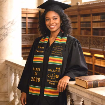 Custom Kente Graduation Stoles,Black American Nurse Graduation Sash, African Grad Stole