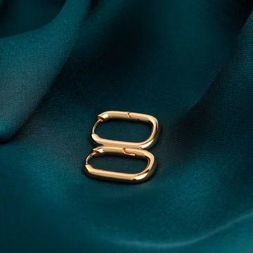 Gold Square Hoop Earrings Chunky 14k Gold Plated Hypoallergenic Jewelry - Rectangle Hoops