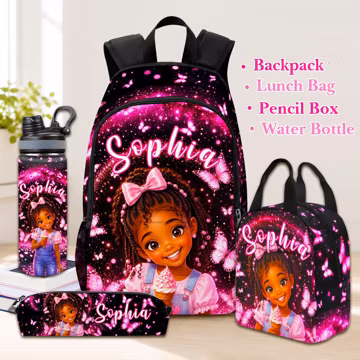 Personalized Afro Girl Backpack Set: Back to School Gift