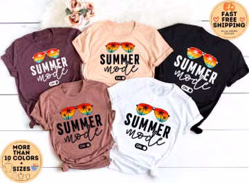 Summer Mode On Shirt, Holiday Tshirt, family Vacation tees, Girls Trip Shirts, Matching Vacation Tee, Family Cruise Shirt, Girls Squad Shirt