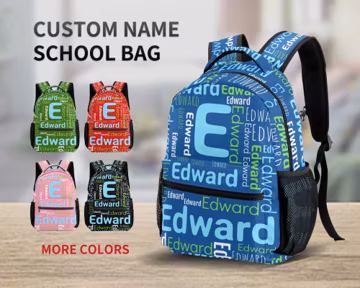 Personalized Name School Backpack, Custom Casual Bookbag
