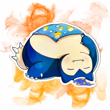Shop Closing - SLEEPY SNORLAX STICKER: With Psyduck Blanket