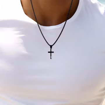 Personalized Black Stainless Steel Cross Necklace: Engraved Religious Jewelry