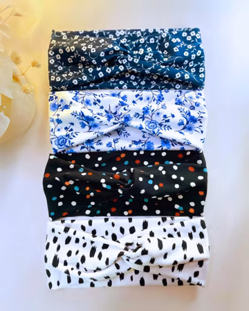 Twist Knot Headbands – Wide Stretch Hair Accessories in Floral & Polka Dot Prints
