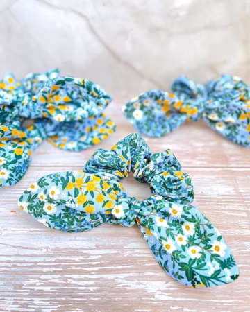 Floral Bow Scrunchie, Rifle Paper Bunny Ear Hair Tie