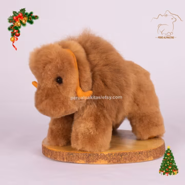 Handmade Alpaca Fur Buffalo, Soft Plush Animal Toy