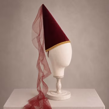 Medieval Women's Costume Hat, Renaissance Princess Hat - Dark Red
