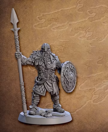 Viking Ranger Miniature | Spear Shield Warrior | UNPAINTED Resin DnD Pathfinder