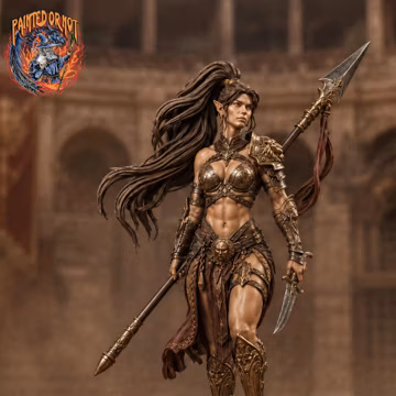 Female Elf Polearm Master Miniature, Thalira Spear Fighter Gladiator, PaintedOrNot Original DnD Pathfinder