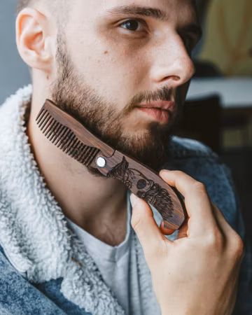 Mens Beard Comb Foldable, Personalized Gift for Boyfriend, Husband Birthday Gifts, Groomsman Gift, Beard Gifts, Personalized Gift for Him