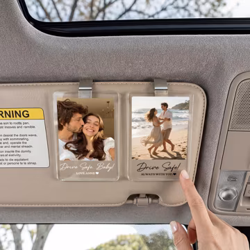 Personalized Gift for Him Anniversary Car Visor Clip, Custom Couple Photo Acrylic Sun Visor Decoration, Unique Car Accessories, Gift for Him