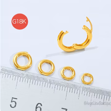 18K Solid Gold Thick Circle Pendant Bails Clasp Connector AU750 Jewelry DIY Making Findings