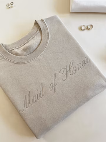 Maid of Honor Sweatshirt – Wedding Gift – Bachelorette Sweatshirt – Custom Embroidered Crewneck - Bridal Shower Gift - Bridal Party Gift