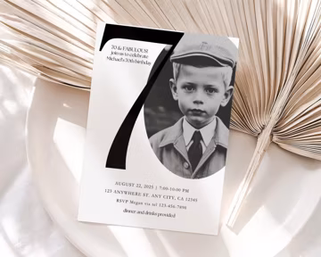 70th Birthday Photo Invitation: Minimalist Card Template (Canva Editable, Digital Download)