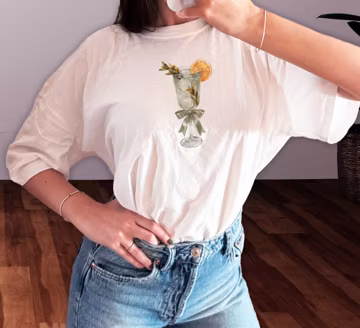 Cocktail Aesthetic T-shirt, Summer Y2K T-Shirt, Coquette Shirt, Baby Tshirt, Champagne, Aesthetic Summer tee, Y2K girls drink, Gift For her