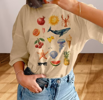 Summer Life T-Shirt: Pomegranate, Lobster & Pineapple Tee