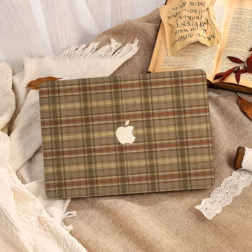 Brown Vintage Plaid MacBook Hard Case for MacBook Air 13/15 Inch A3240 A3241 2025, MacBook Pro 13 14 15 16 Inch, M1 M2 M3 M4 M5 Laptop Cover