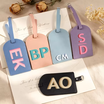 Personalized Leather Luggage Tag,Bulk Monogram Name Tag,bachelorette party gift,wedding favor,Girls Trip,Traveler Gift