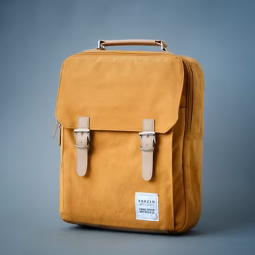 Canvas Backpack (Mustard), 16 Inch Laptop Backpack, Multi Pockets, Air Mesh Padded Strap, Canvas Rucksack, Back to School, Work Bag