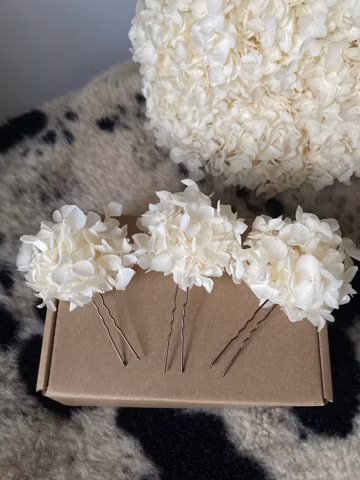 Ivory preserved hydrangea hair pins/ cream hair pins/ ivory hair accessories/ white alternative/ bridal hair accessories/ bridesmaids