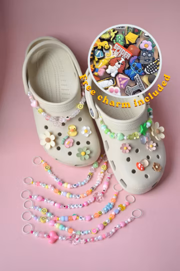 Personalised Beaded Shoe Charm | Custom Beaded Footwear Chain | Beaded Clog Shoe Charm | Personalised Charms For Clogs