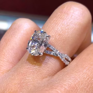 Oval Cut Moissanite Diamond Wedding Bridal Ring - Twisted Shank Ring - Engagement Proposal Ring - 925 Silver Ring - Anniversary Gift For Her
