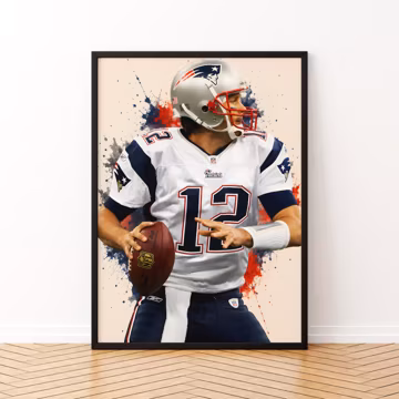 Tom Brady Poster Football Legend Wall Art Print for Fans Home Office Game Room