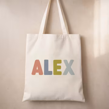 Personalised Name Tote Bag for Kids – Custom Colour Letter Bag – Cute Nursery Gift, School Bag, Birthday Gift, Eco-Friendly Kids Tote