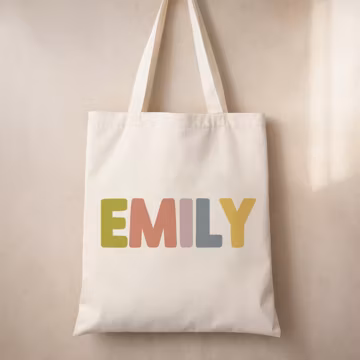 Personalised Name Tote Bag for Kids – Custom Colour Letter Bag – Cute Nursery Gift, School Bag, Birthday Gift, Eco-Friendly Kids Tote