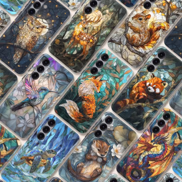 Stained Glass Animal Phone Case – Mosaic Art Cover for Samsung S26 Ultra S25 S24 FE A56 A17 iPhone 17 Pro Max 16 15 Plus 14 13 Pixel 10 9A