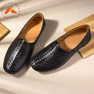 Black Ethnic Men’s Juttis & Mojaris, Handmade Vegan Leather Slip-On Loafers, Traditional Party Shoes, Wedding Shoes, Luxury Summer Footwear