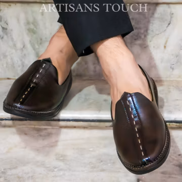 Handmade Mens Brown Mojari Shoes: Ethnic Occasion Juttis