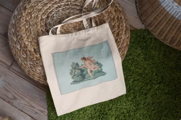 Vintage Angel Graphic Tote Bag - Cotton Canvas