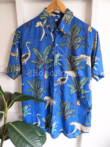 Safari Print Cotton Shirt: Men's Summer Beach Wear