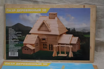 Wooden puzzles for DIY, plywood puzzles. Set of two buildings, 3D puzzles