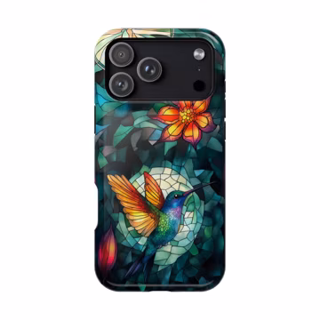 Hummingbird Stained Glass Teal Green