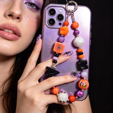 Halloween Charm Personalized Charms Spider Charm Y2K Gothic Phone Keychain Pumpkin Ghost Beaded Lanyard Spooky Bag Accessory Orange Purple