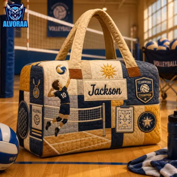 Personalized Volleyball Duffle Bag, Custom Name Sports Travel Bag, Quilted Volleyball Weekender, Player Gift, Team Tournament Bag