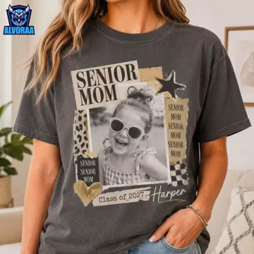 Custom Photo Senior Mom Shirt, Class of 2027 Graduation Tee, Proud Mom Gift, High School Graduation, Proud Family Matching Tee