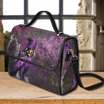 Midnight Crow Canvas Satchel Bag, Gothic Dark Academia Handbag